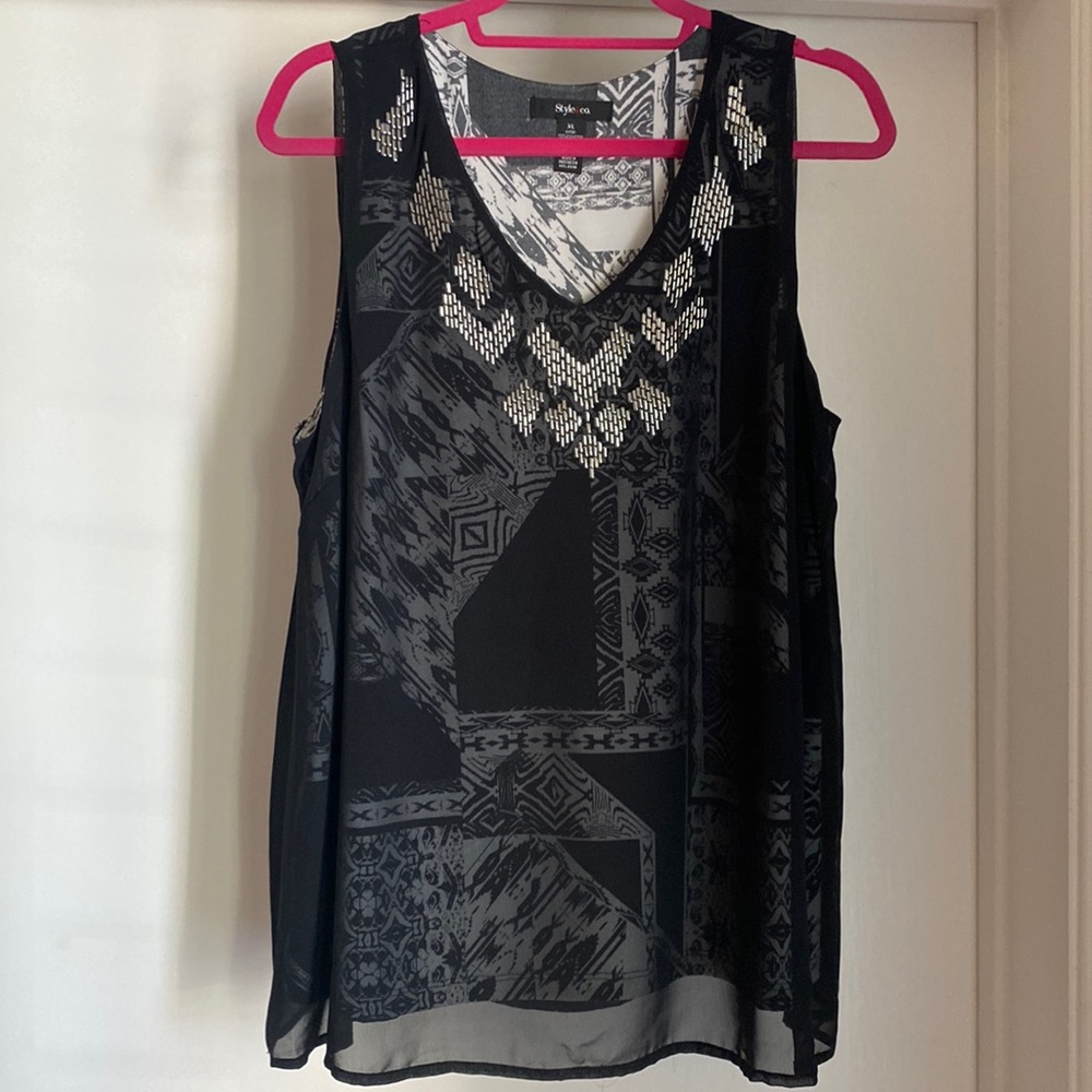 Style & Co XL layered embellished top